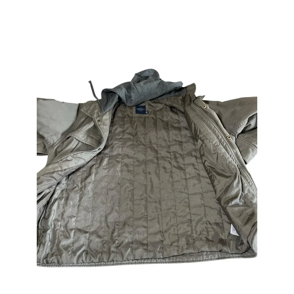Faded Glory L Full Zip Hooded‎ Gray Chore Jacket Barn Cattle Chickens